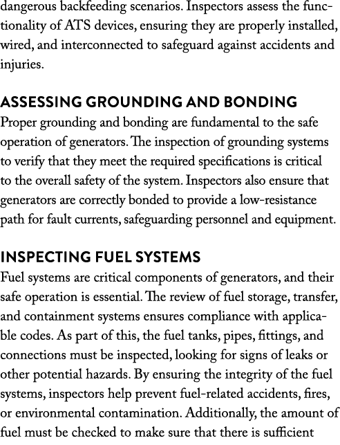 dangerous backfeeding scenarios. Inspectors assess the functionality of ATS devices, ensuring they are properly insta...