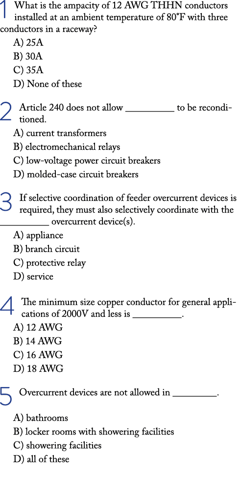 1 What is the ampacity of 12 AWG THHN conductors installed at an ambient temperature of 80 F with three conductors in   