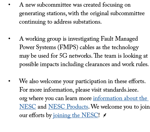   A new subcommittee was created focusing on generating stations, with the original subcommittee continuing to addres   
