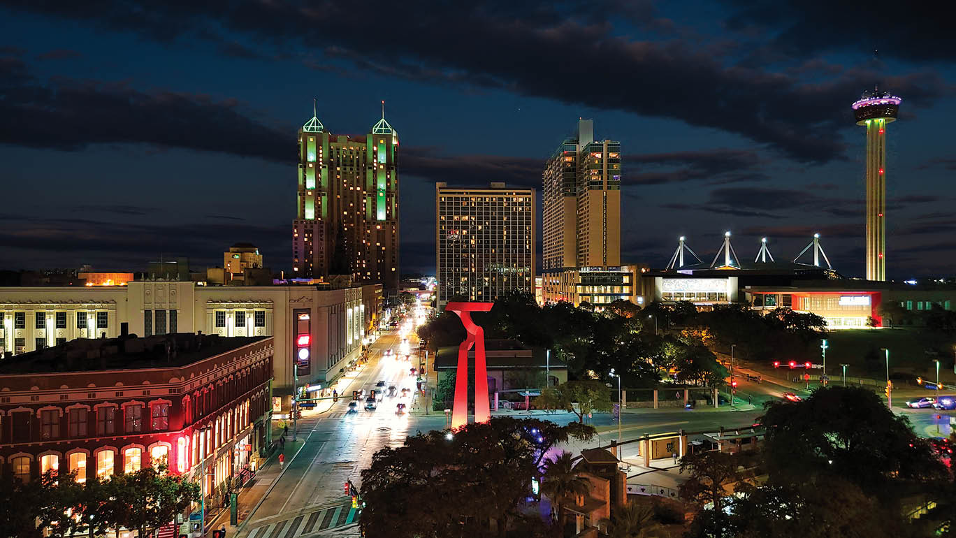 Night time in hemisfair park