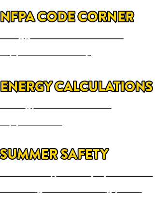 NFPA CODE CORNER Plugged into Electrical Appliance Safety ENERGY CALCULATIONS Energy Use of Home Appliancess SUMMER S...