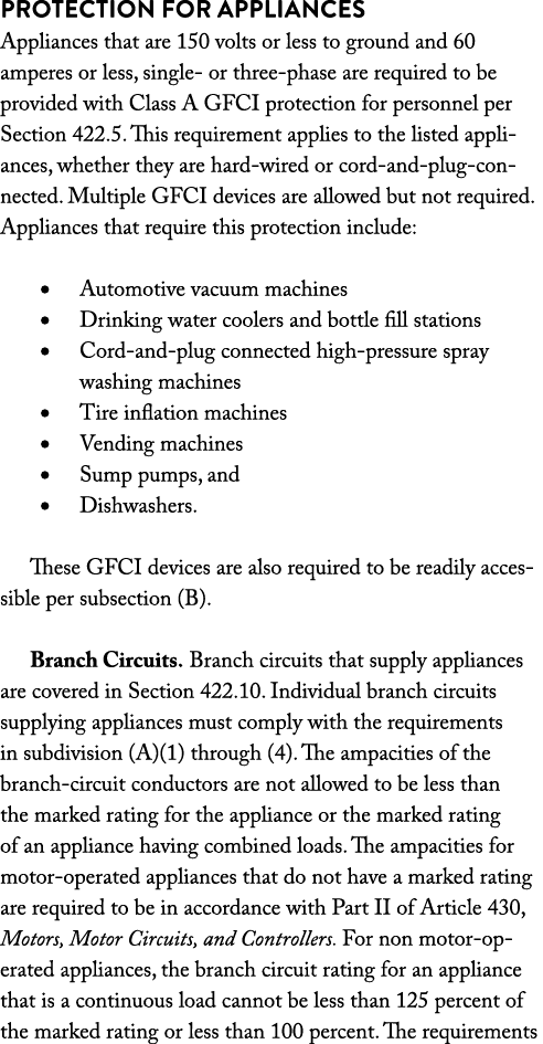 Protection for Appliances Appliances that are 150 volts or less to ground and 60 amperes or less, single or three pha...