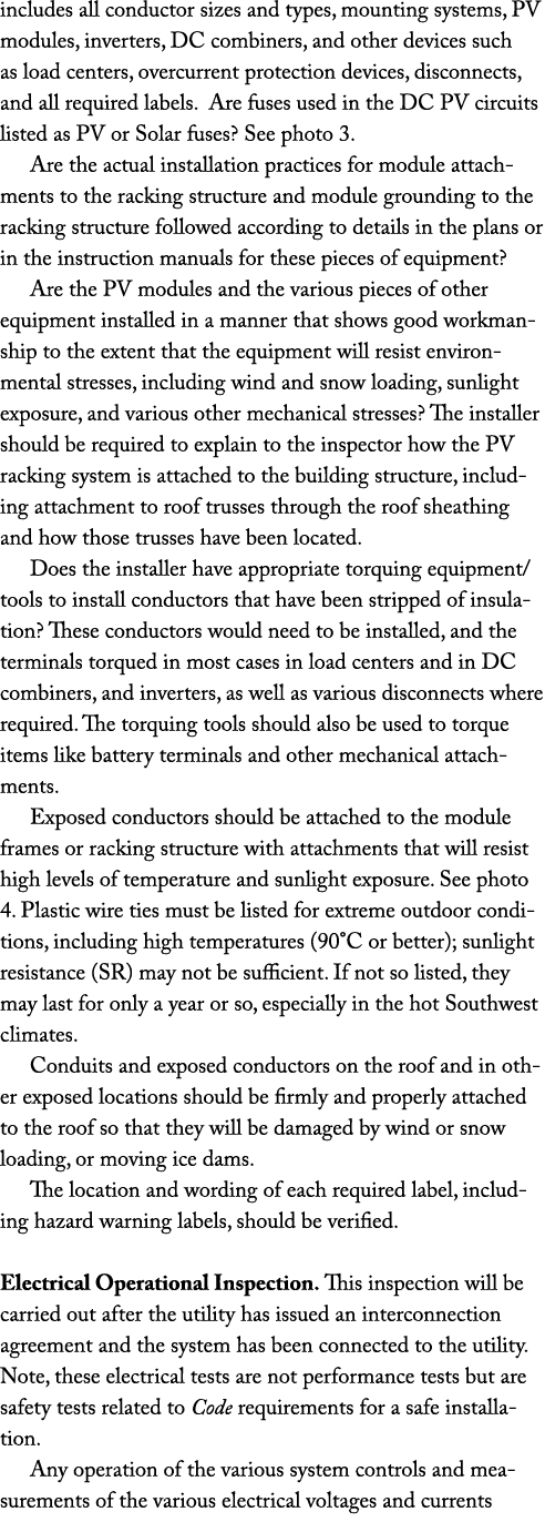 includes all conductor sizes and types, mounting systems, PV modules, inverters, DC combiners, and other devices such...