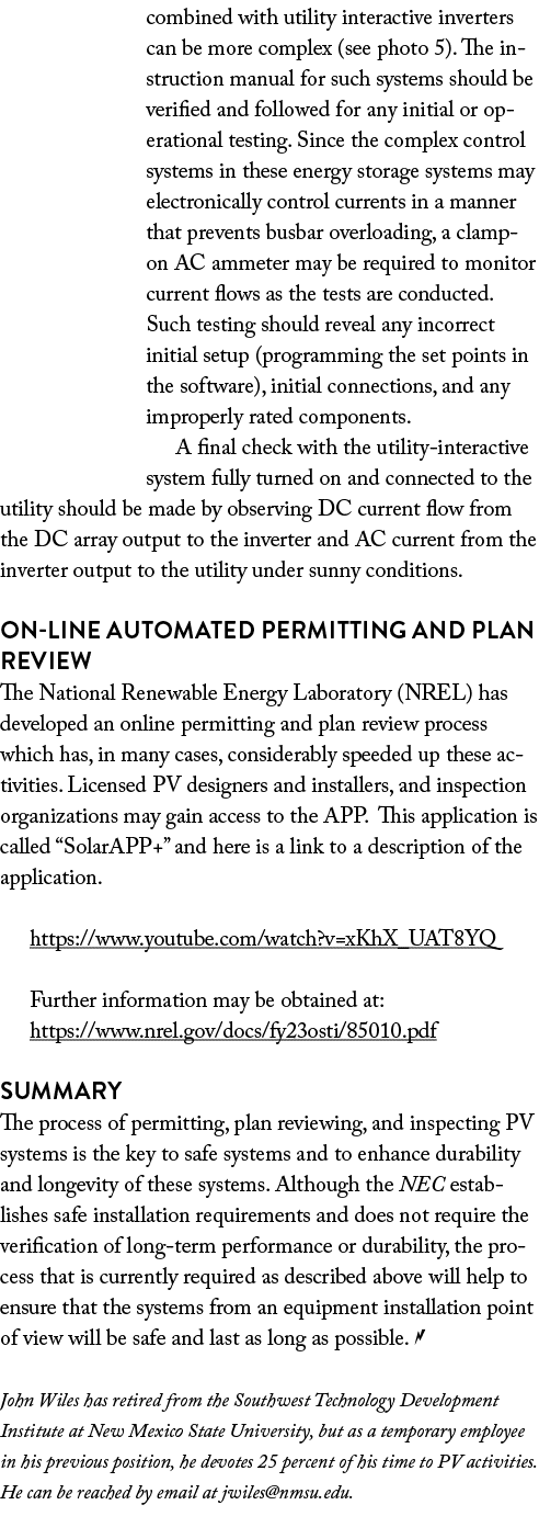 combined with utility interactive inverters can be more complex (see photo 5). The instruction manual for such system...