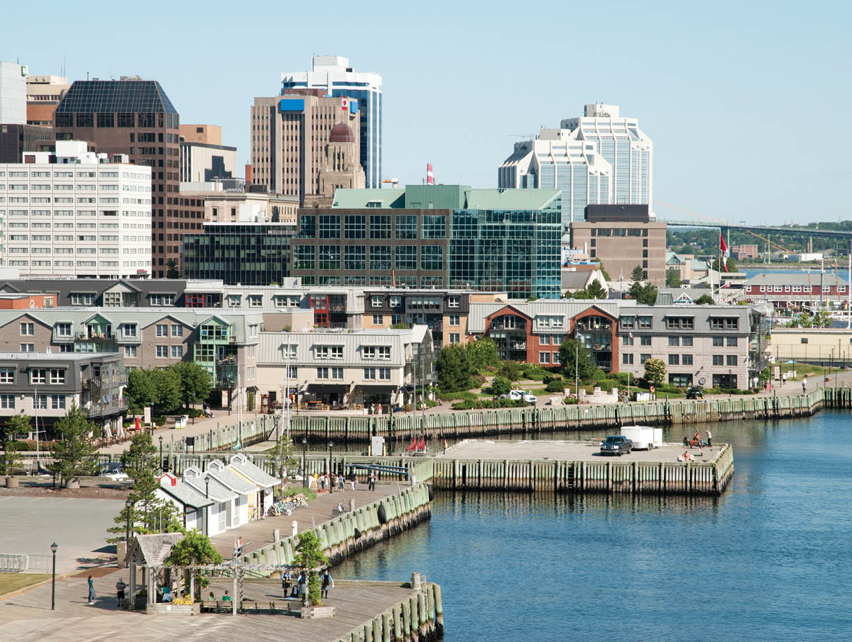 The view of Halifax city promenade with a downtown in a background (Nova Scotia, Canada).