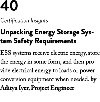 40 Certification Insights Unpacking Energy Storage System Safety Requirements ESS systems receive electric energy, st   
