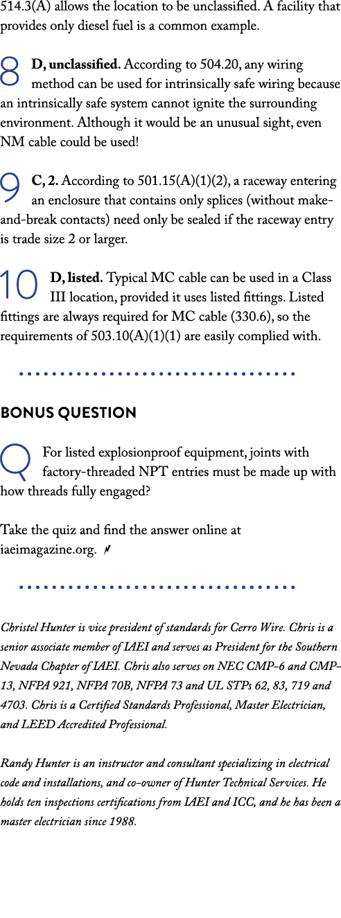 514 3(A) allows the location to be unclassified  A facility that provides only diesel fuel is a common example  8 D,    