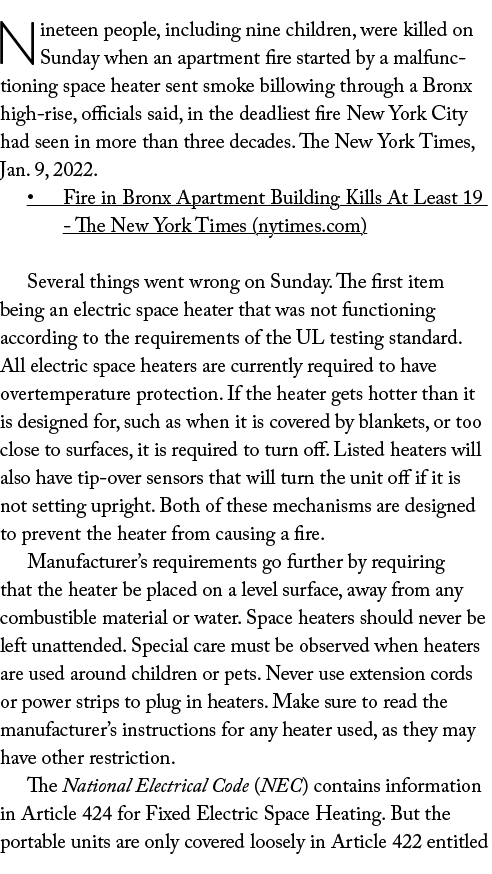 Nineteen people, including nine children, were killed on Sunday when an apartment fire started by a malfunctioning sp   