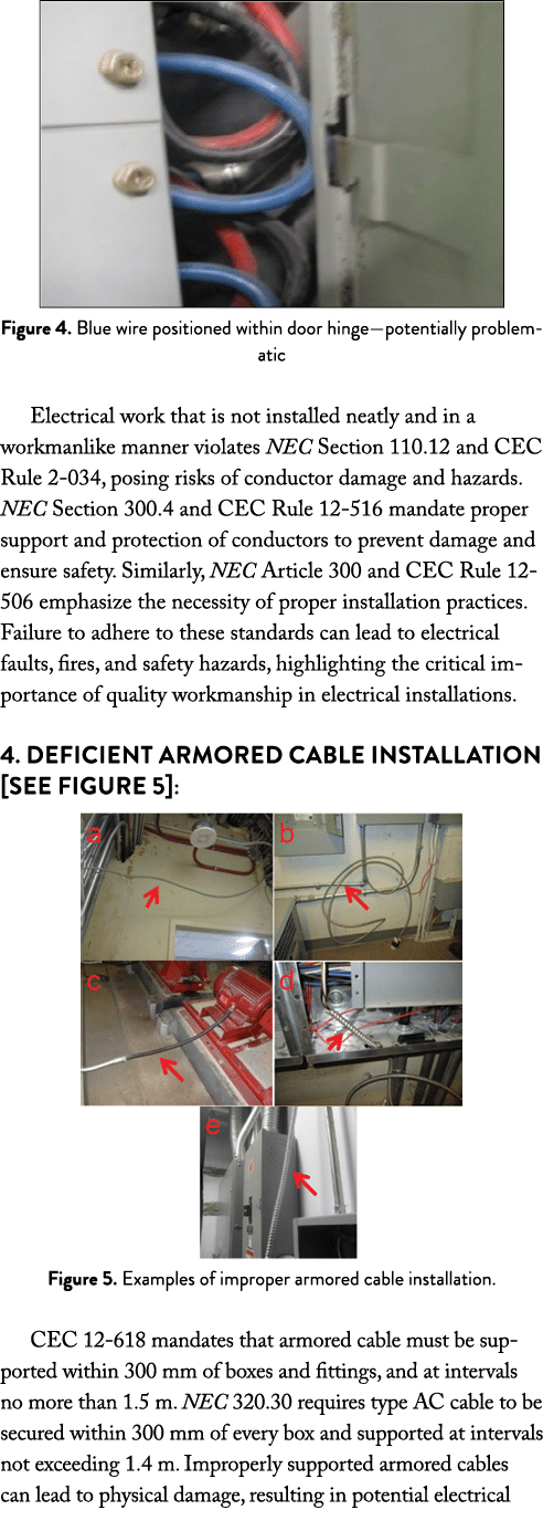  ￼ Figure 4. Blue wire positioned within door hinge—potentially problematic Electrical work that is not installed nea...