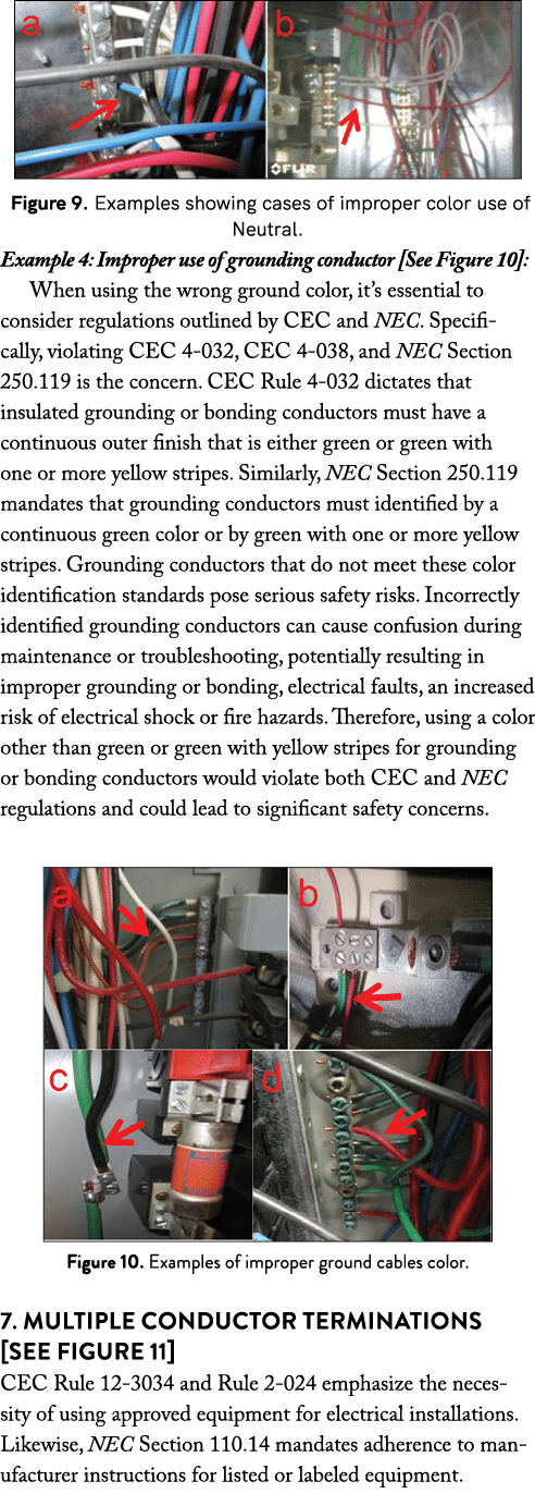  ￼ Figure 9. Examples showing cases of improper color use of Neutral. Example 4: Improper use of grounding conductor ...
