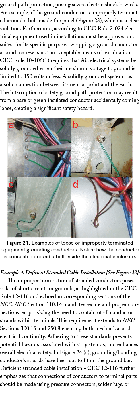 ground path protection, posing severe electric shock hazards. For example, if the ground conductor is improperly term...