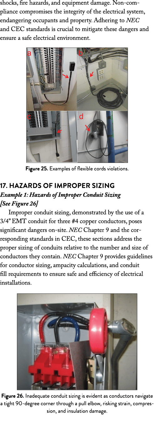 shocks, fire hazards, and equipment damage. Non compliance compromises the integrity of the electrical system, endang...