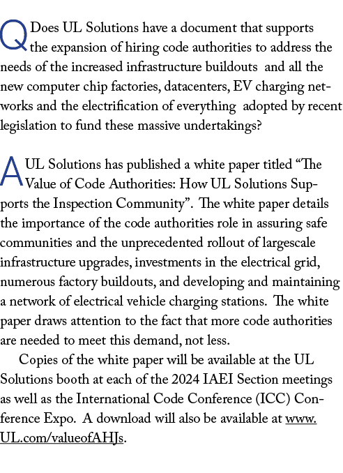Q Does UL Solutions have a document that supports the expansion of hiring code authorities to address the needs of th...