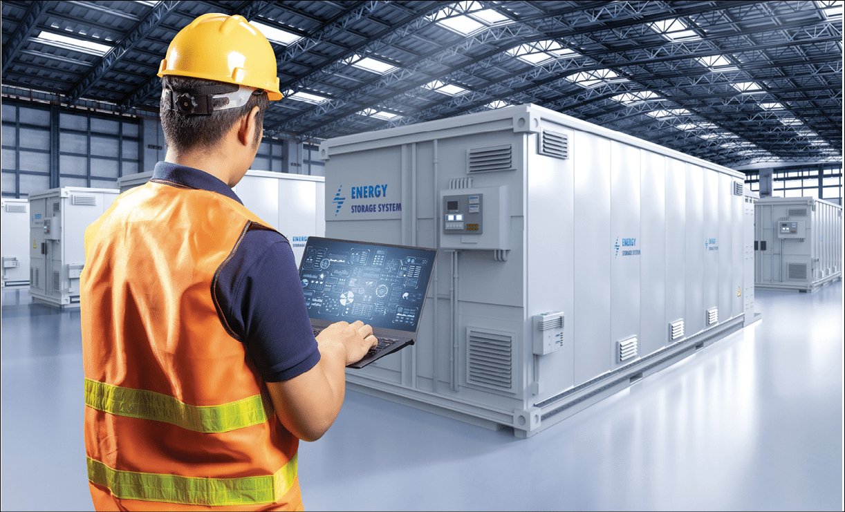 Engineer control energy storage system or battery container unit in factory