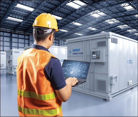 Engineer control energy storage system or battery container unit in factory