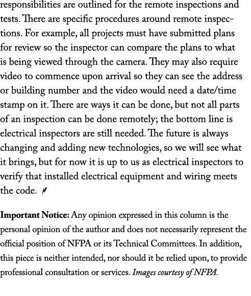 responsibilities are outlined for the remote inspections and tests. There are specific procedures around remote inspe...