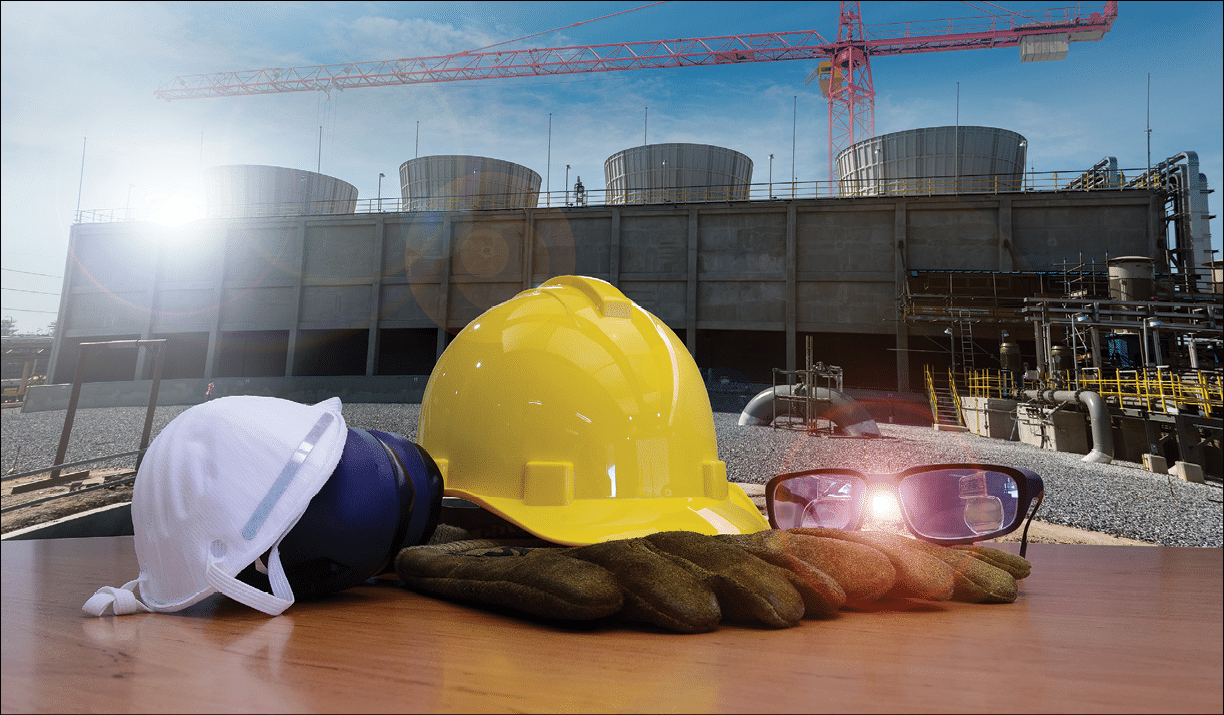 safety equipment for work outdoor at utility construction site