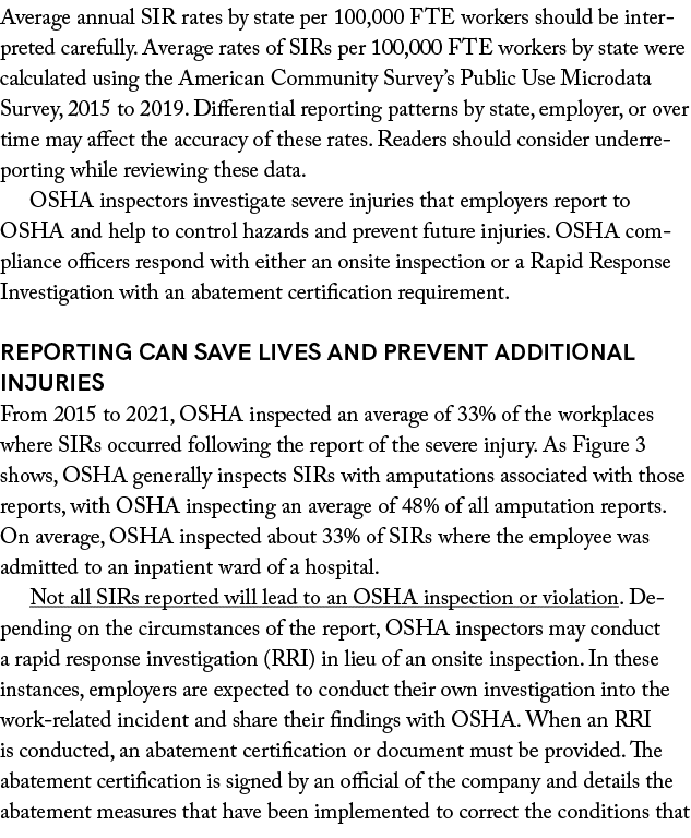 Average annual SIR rates by state per 100,000 FTE workers should be interpreted carefully. Average rates of SIRs per ...