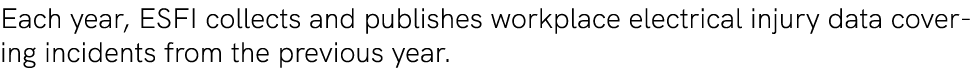 Each year, ESFI collects and publishes workplace electrical injury data covering incidents from the previous year.