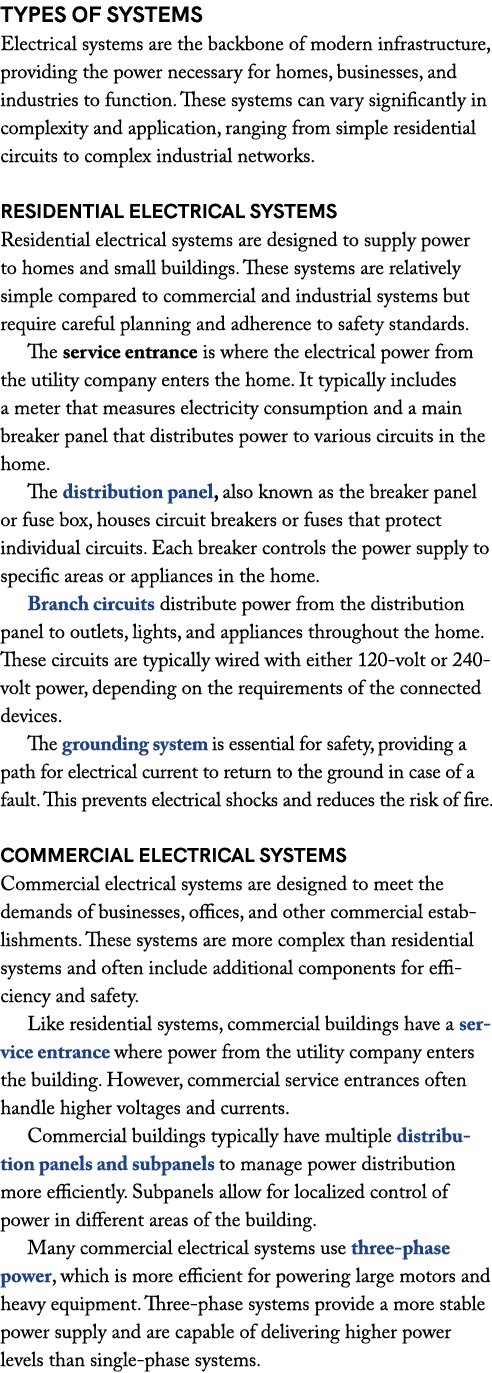 TYPES OF SYSTEMS Electrical systems are the backbone of modern infrastructure, providing the power necessary for home...