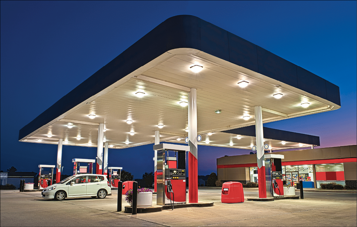 Horizontal shot of a gasoline station and convenience store REWORKED.