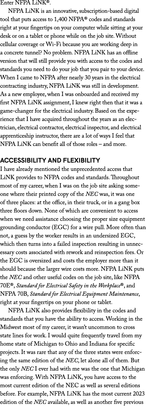 Enter NFPA LiNK®. NFPA LiNK is an innovative, subscription based digital tool that puts access to 1,400 NFPA® codes a...
