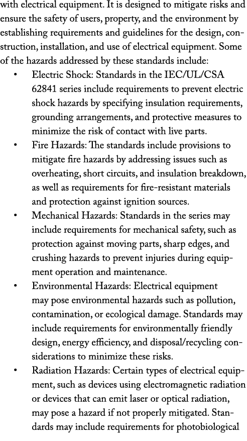 with electrical equipment. It is designed to mitigate risks and ensure the safety of users, property, and the environ...