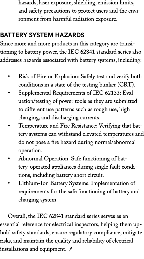hazards, laser exposure, shielding, emission limits, and safety precautions to protect users and the environment from...