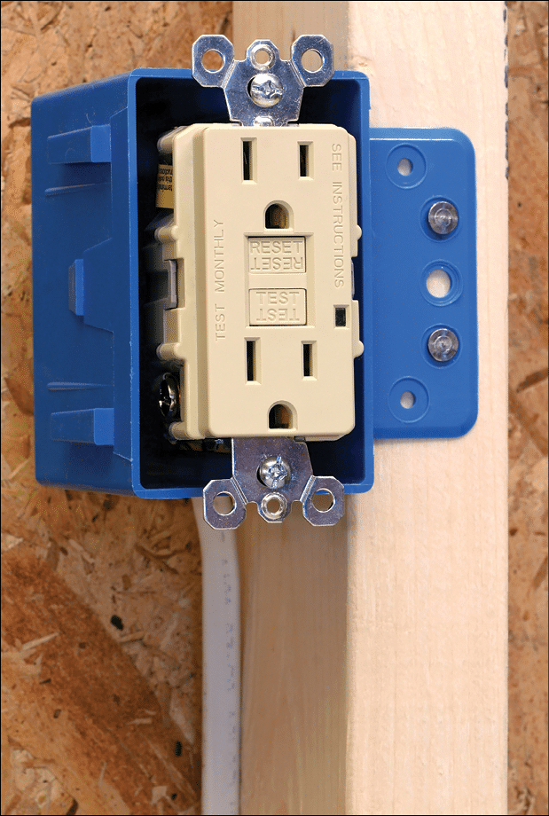 New installation of a ground fault circuit interrupter.