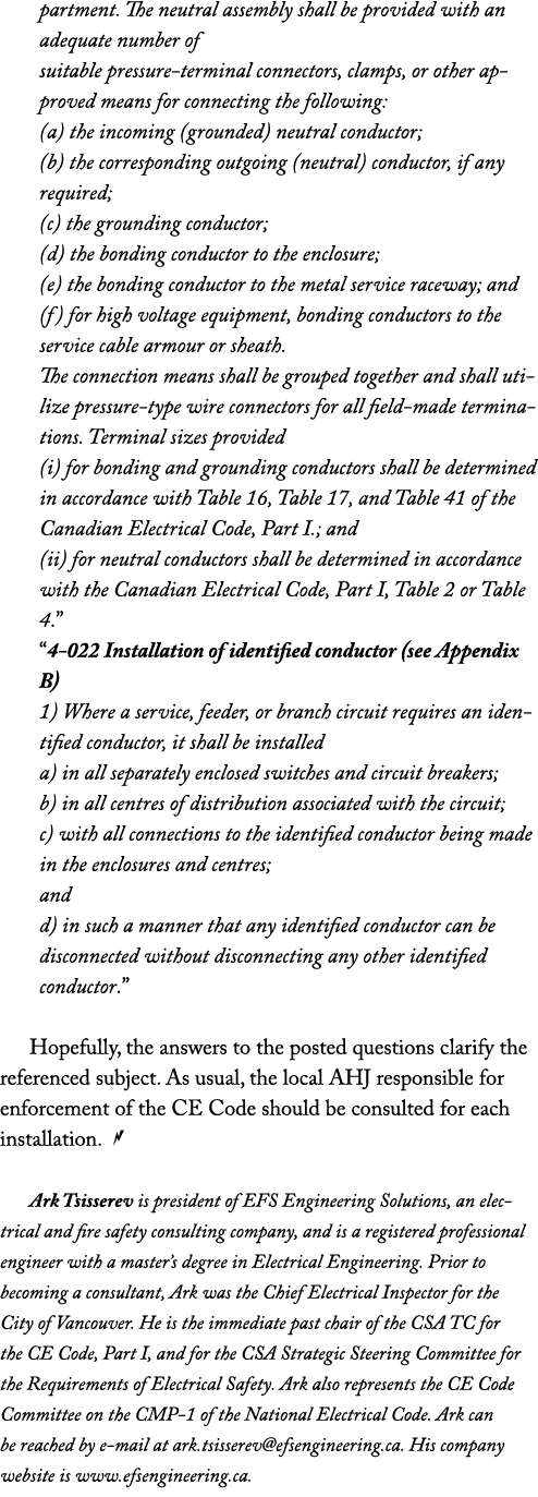 partment. The neutral assembly shall be provided with an adequate number of suitable pressure terminal connectors, cl...