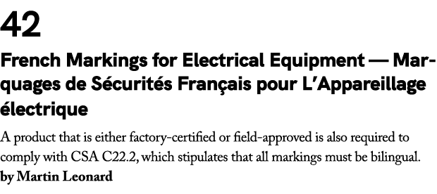 42 French Markings for Electrical Equipment — Marquages de S curit s Fran ais pour L’Appareillage lectrique A produc...