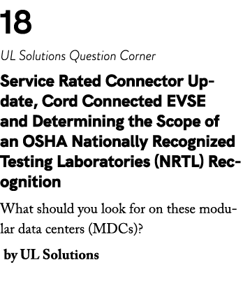 18 UL Solutions Question Corner Service Rated Connector Update, Cord Connected EVSE and Determining the Scope of an O...
