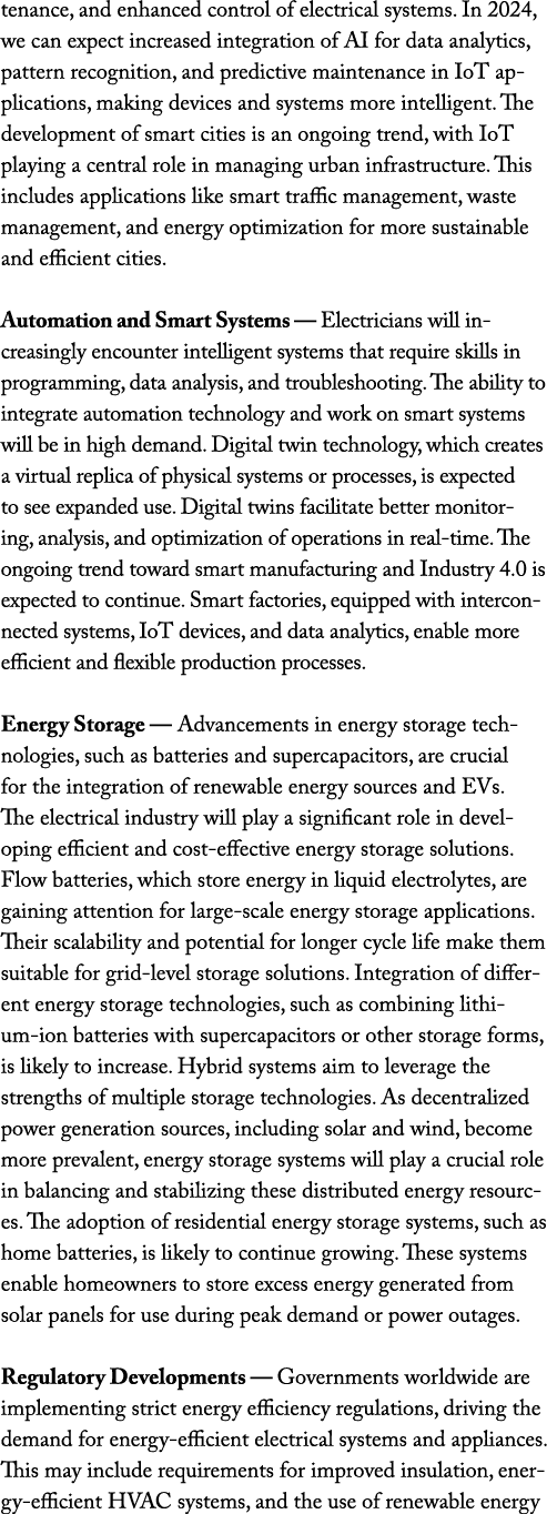 tenance, and enhanced control of electrical systems. In 2024, we can expect increased integration of AI for data anal...