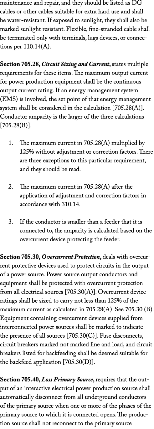 maintenance and repair, and they should be listed as DG cables or other cables suitable for extra hard use and shall ...