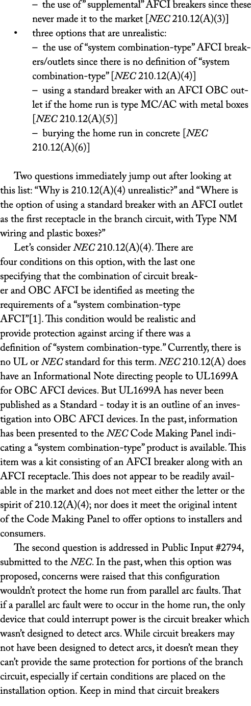 – the use of” supplemental” AFCI breakers since these never made it to the market [NEC 210.12(A)(3)] • three options ...