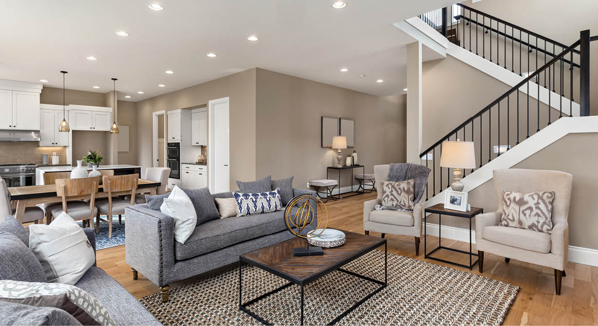 living room in newly constructed luxury home