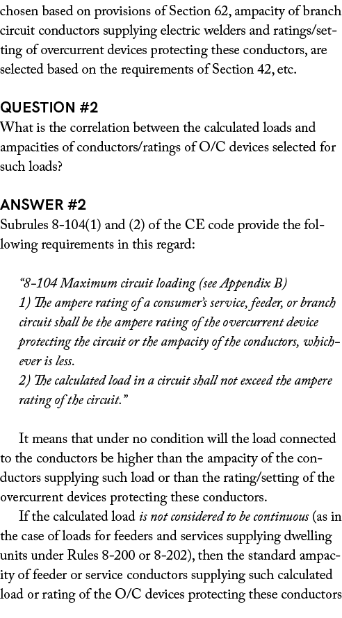 chosen based on provisions of Section 62, ampacity of branch circuit conductors supplying electric welders and rating...