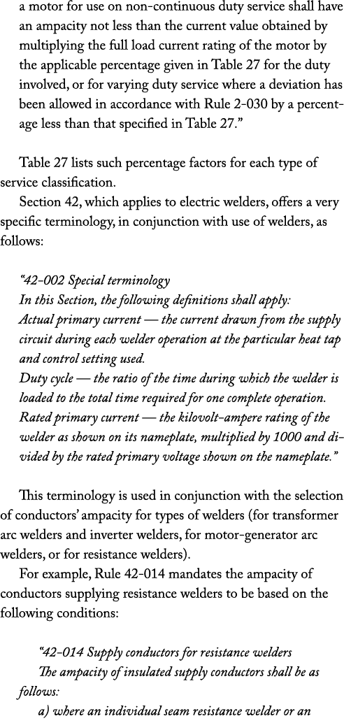 a motor for use on non continuous duty service shall have an ampacity not less than the current value obtained by mul...