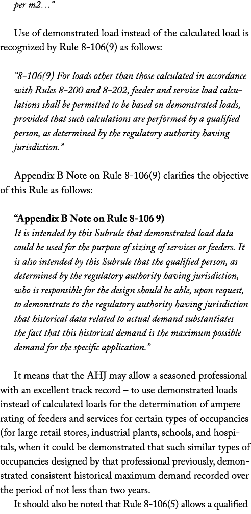 per m2…” Use of demonstrated load instead of the calculated load is recognized by Rule 8 106(9) as follows: “8 106(9)...