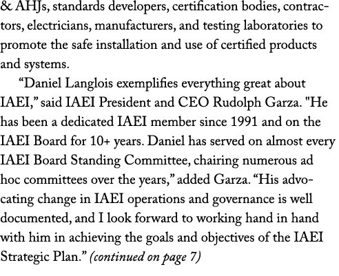 & AHJs, standards developers, certification bodies, contractors, electricians, manufacturers, and testing laboratorie...