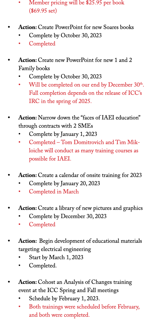 • Member pricing will be $25.95 per book ($69.95 set) • Action: Create PowerPoint for new Soares books • Complete by ...