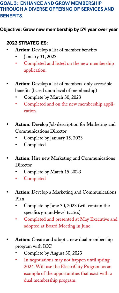 Goal 3: Enhance and grow membership through a diverse offering of services and benefits. Objective: Grow new membersh...