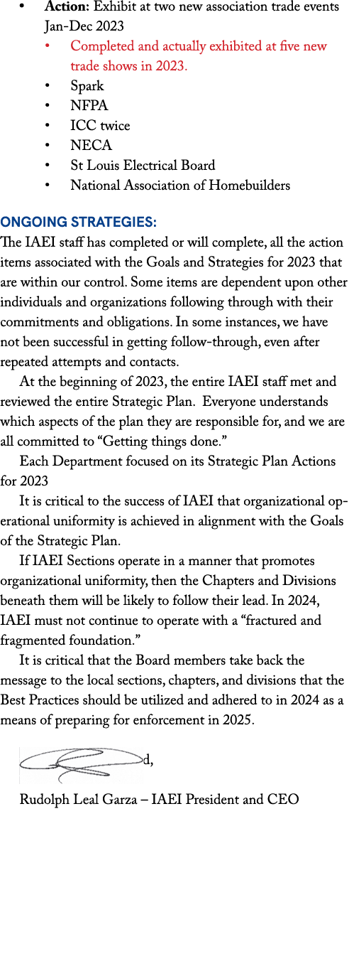• Action: Exhibit at two new association trade events Jan Dec 2023 • Completed and actually exhibited at five new tra...