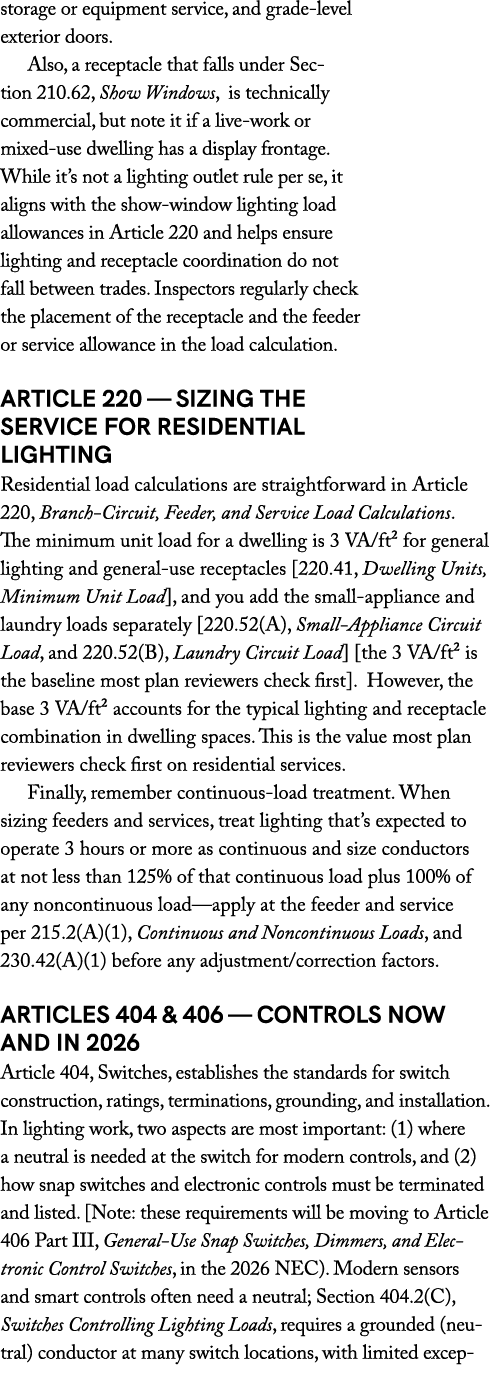 storage or equipment service, and grade level exterior doors. Also, a receptacle that falls under Section 210.62, Sho...