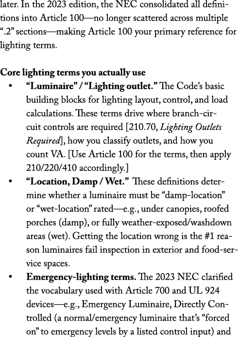 later. In the 2023 edition, the NEC consolidated all definitions into Article 100—no longer scattered across multiple...