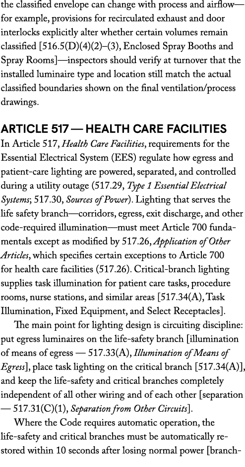 the classified envelope can change with process and airflow—for example, provisions for recirculated exhaust and door...