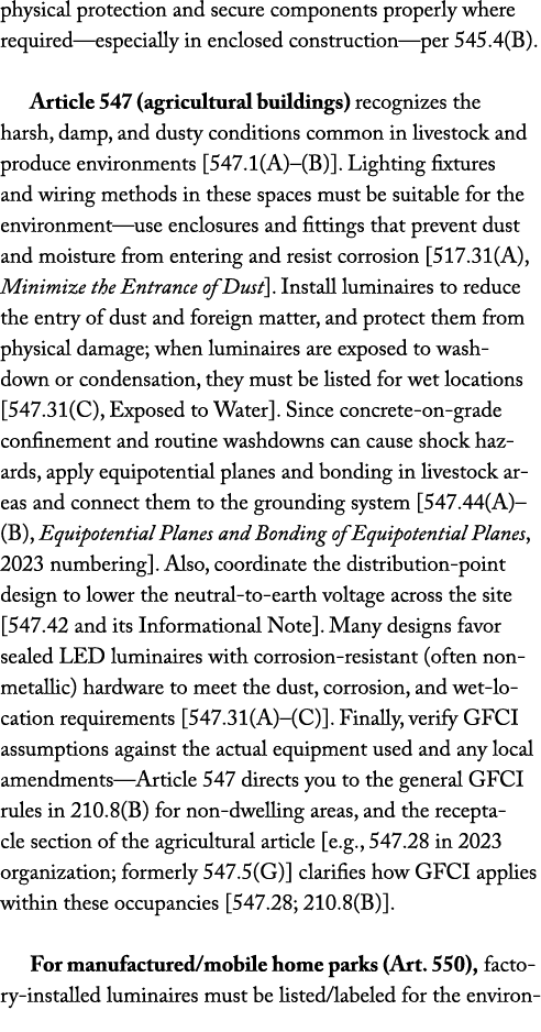 physical protection and secure components properly where required—especially in enclosed construction—per 545.4(B). A...