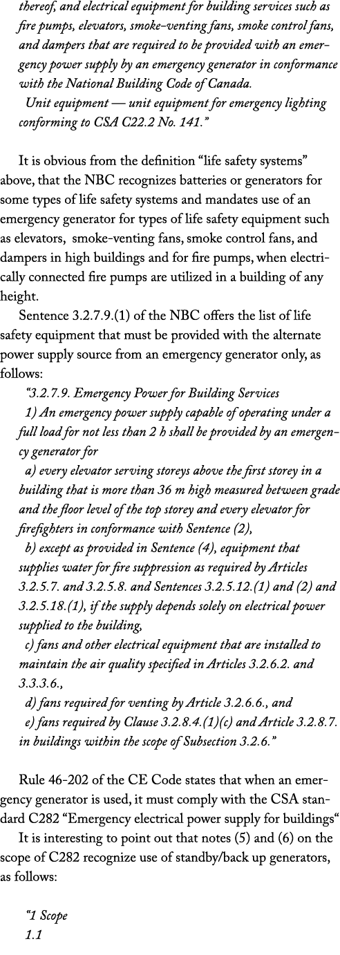 thereof, and electrical equipment for building services such as fire pumps, elevators, smoke venting fans, smoke cont...