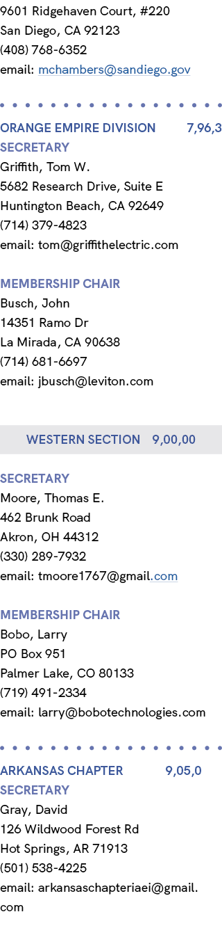 9601 Ridgehaven Court, #220 San Diego, CA 92123 (408) 768 6352 email: mchambers@sandiego.gov Orange EMPIRE division 7...