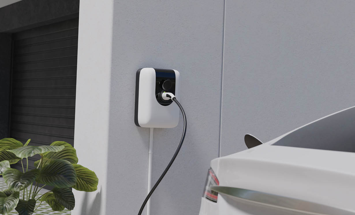 Ev car charging with ev charger at home